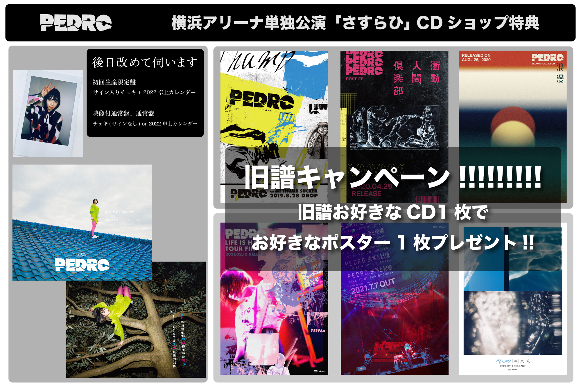 横浜アリーナ公演CD購入者特典決定!!｜PEDRO OFFICIAL SITE